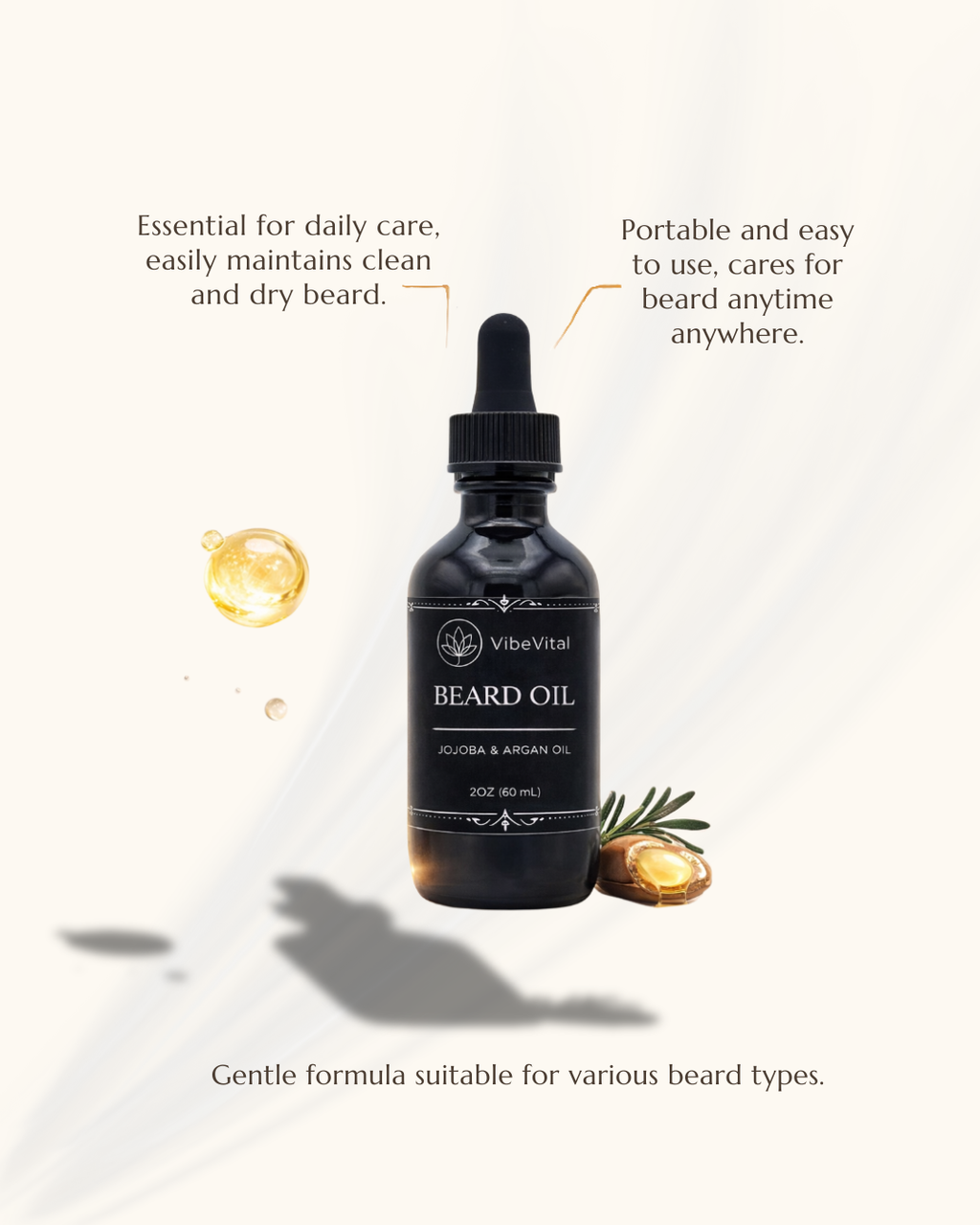 VibeVital Argan + Jojoba Beard Oil for a Softer, Healthier-Looking Beard