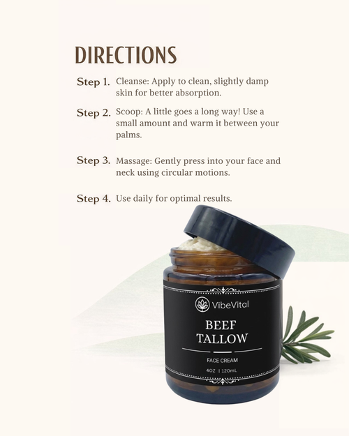 VibeVital Beef Tallow Face Cream for Deep Hydration & Skin Barrier Support