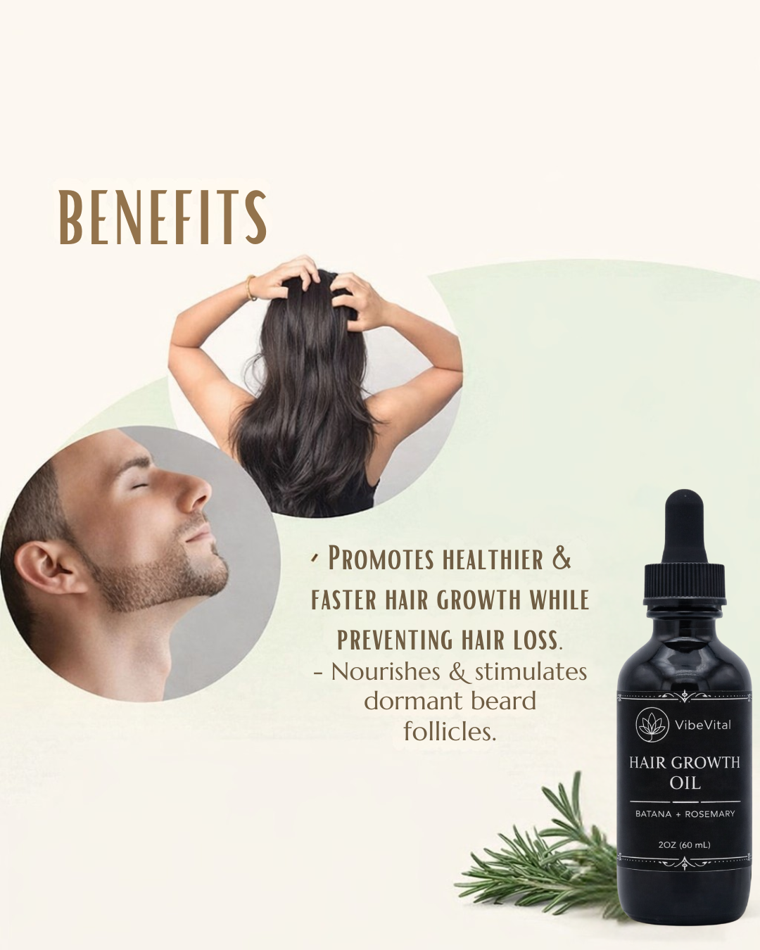 VibeVital Rosemary + Batana Hair Oil for Healthy-Looking Hair