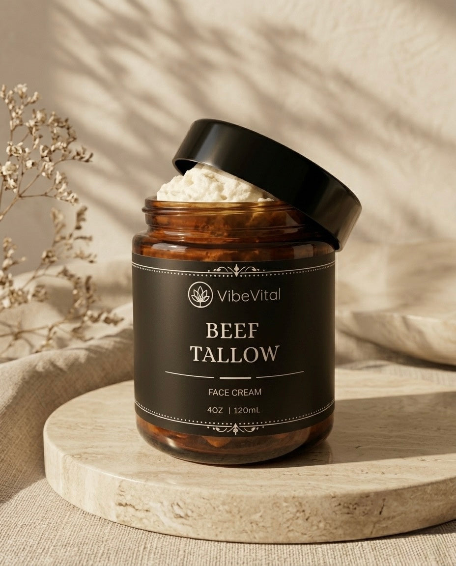 VibeVital Beef Tallow Face Cream for Deep Hydration & Skin Barrier Support